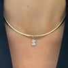 Puffy Bubble Initial Pave Diamond Charm