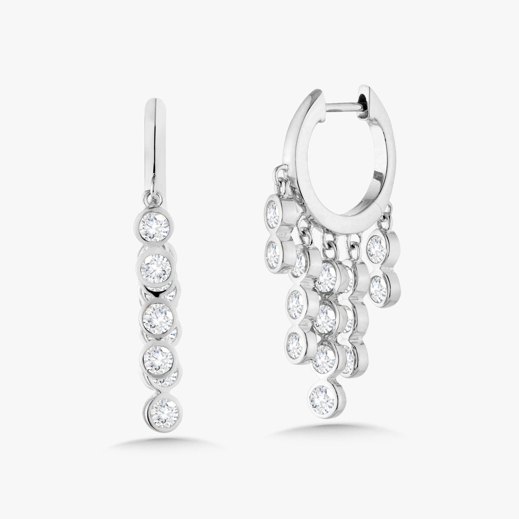 ◇wing bling◇ 14k post pure shot drop one touch ring earrin Love Ignited Diamond Flame Dangle Hoop Earrings 1/3 ct tw