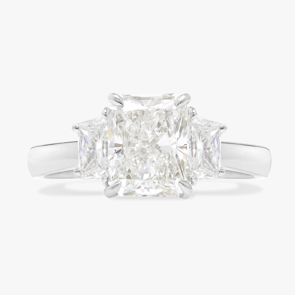 2.02ct Natural Radiant Diamond in a Cathedral with Brilliant Trapezoids