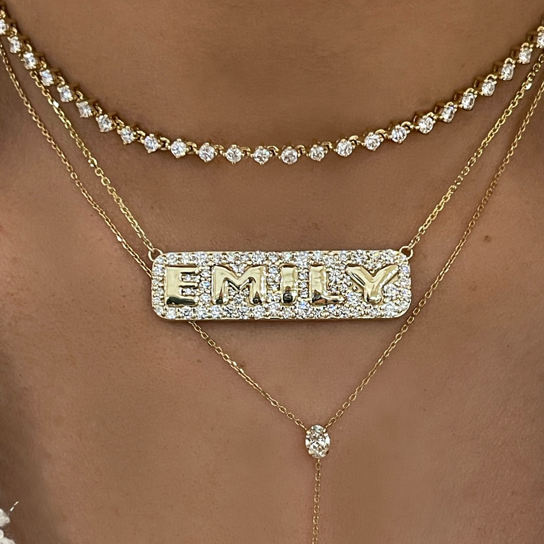 Bubble Bar Diamond Name Necklace RW Fine Jewelry