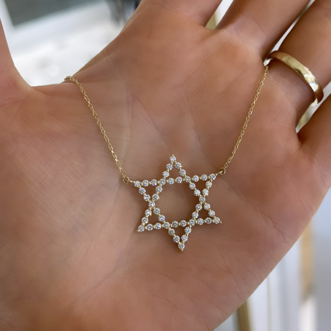 Gold magen david necklace deals