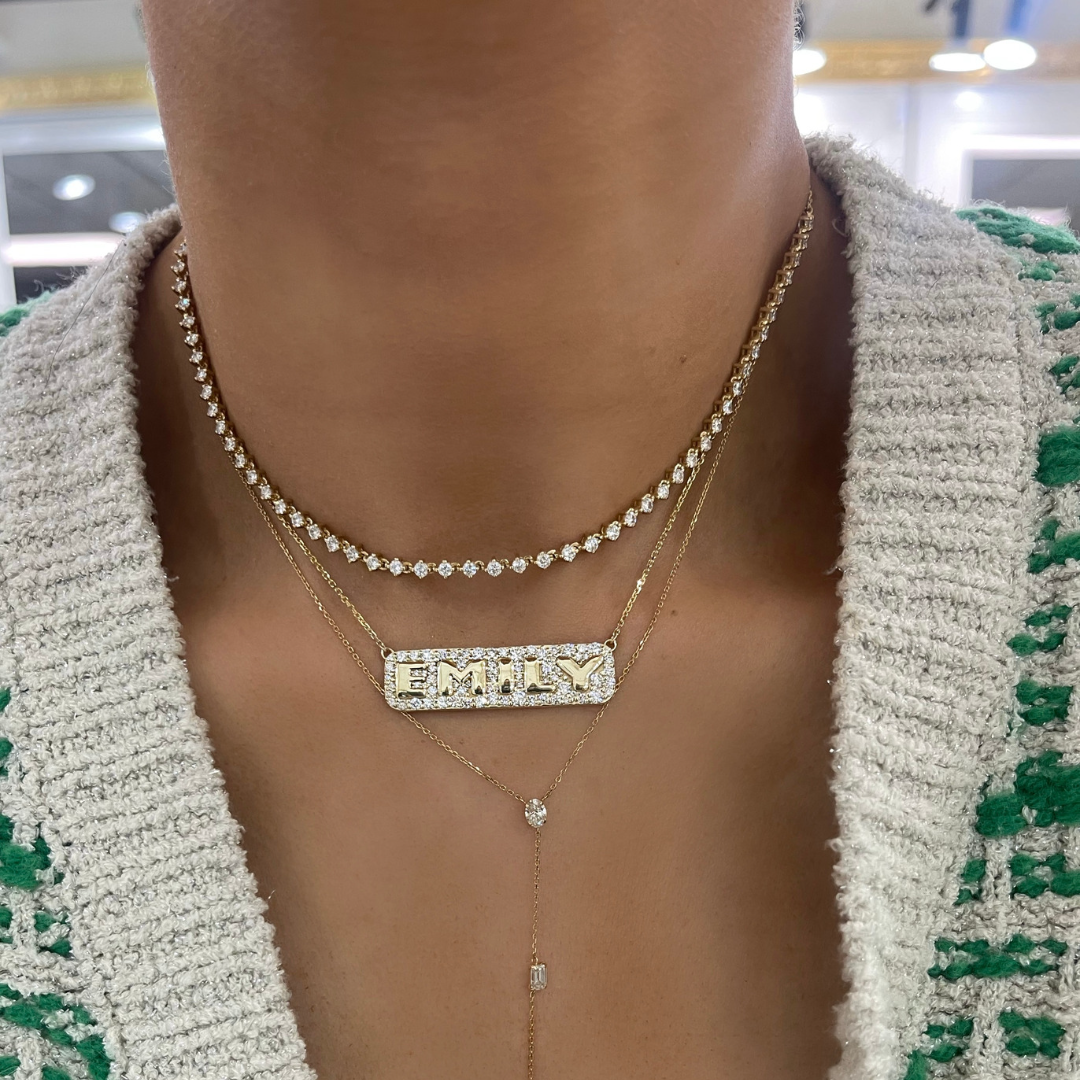 Bubble Bar Diamond Name Necklace Design DEPOSIT ONLY