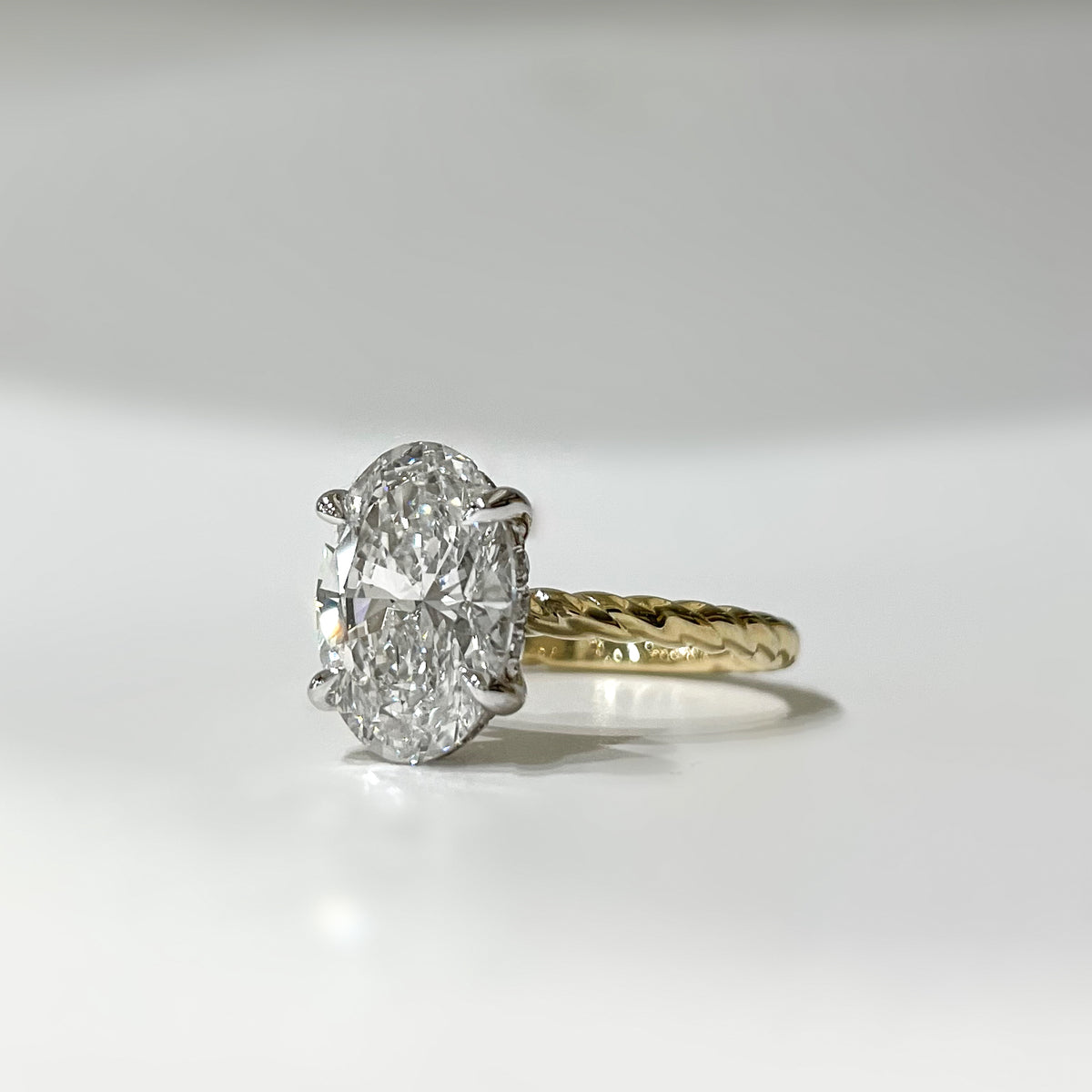 3.01ct Oval Cut Lab Grown Diamond in a Solitaire
