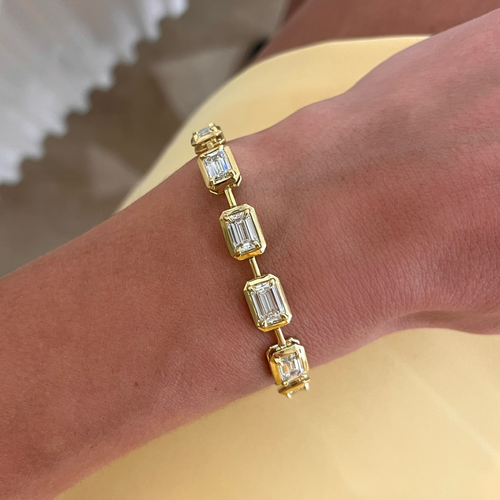 Clara Mae Bezel Prong Emerald Cut Diamond Bracelet 13.37 ctw