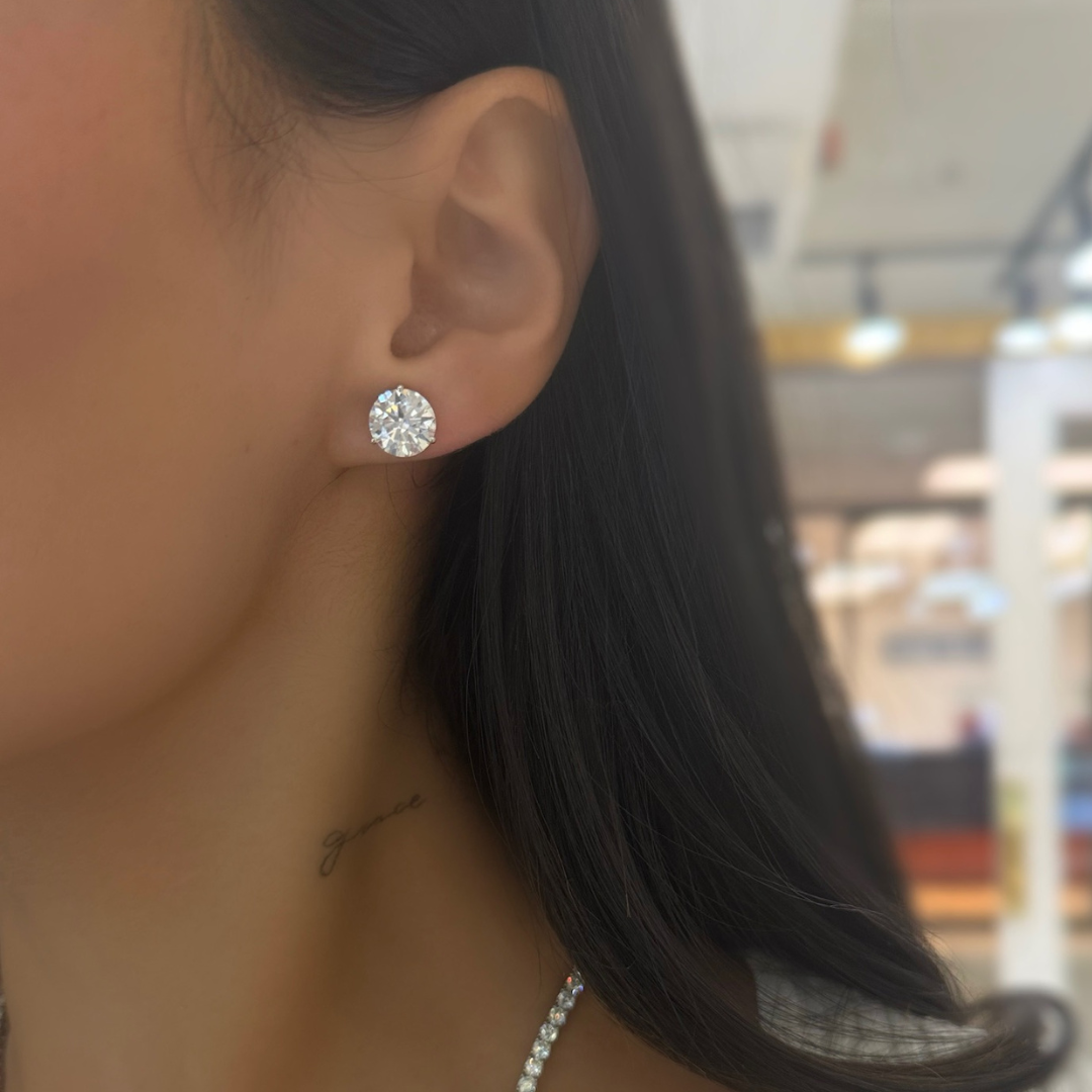 FLASH SALE Lab Grown Three Prong Martini Diamond Stud Earrings (6 ctw) *Emily's Pick*