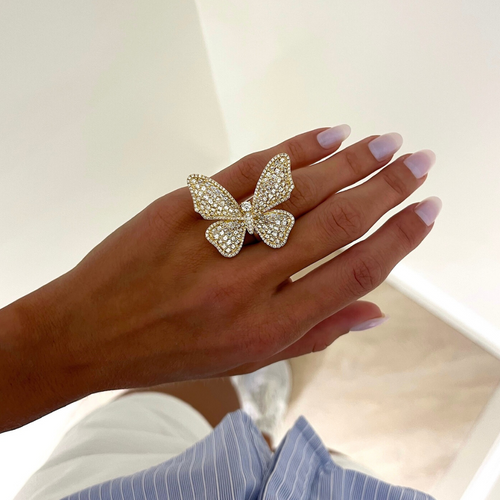 Acadia Asscher Cut Diamond Butterfly Cocktail Ring