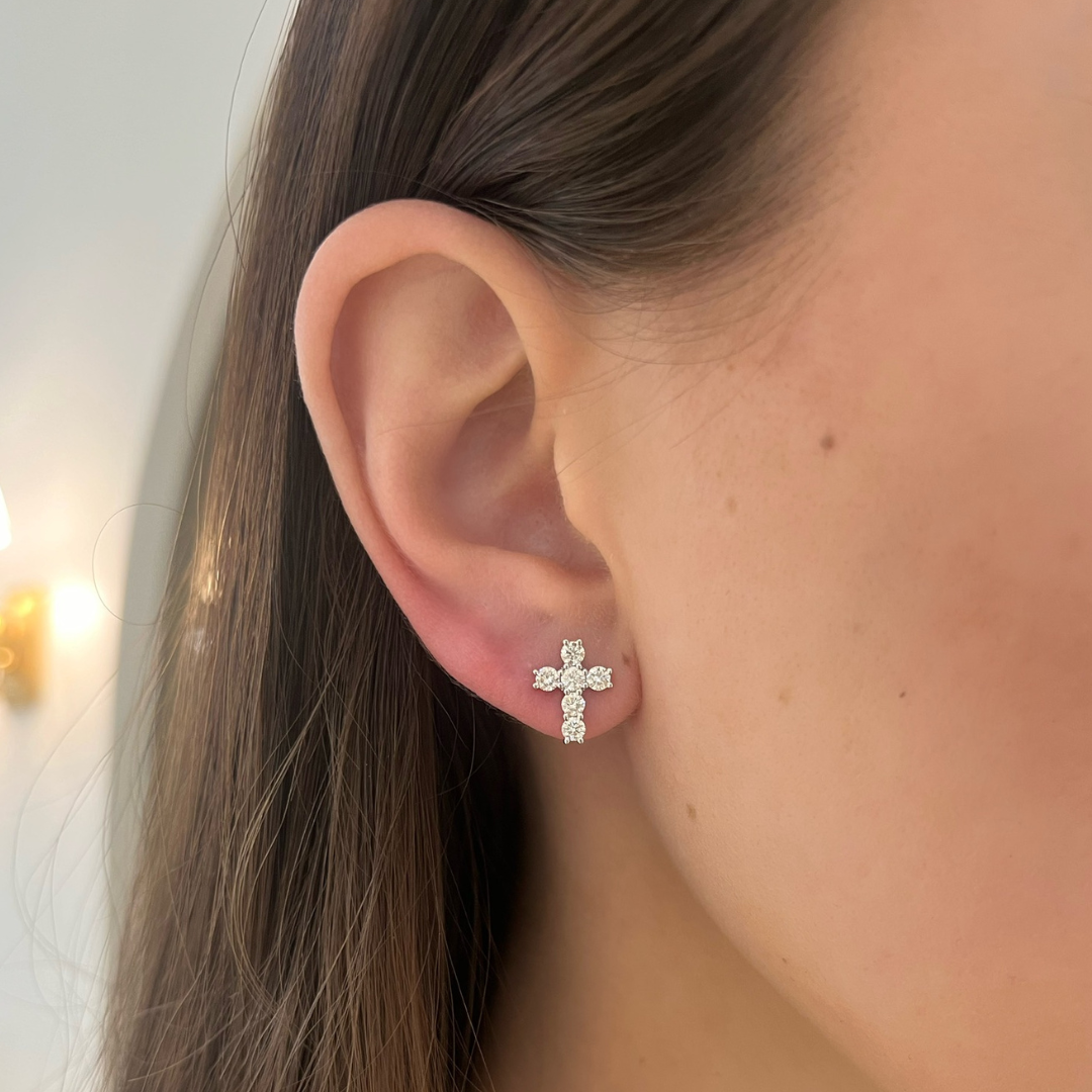 Adalia Diamond Cross Stud Earrings ctw – RWFJ
