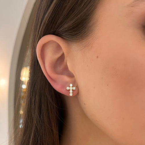 Adalia Diamond Cross Stud Earrings 1 ctw