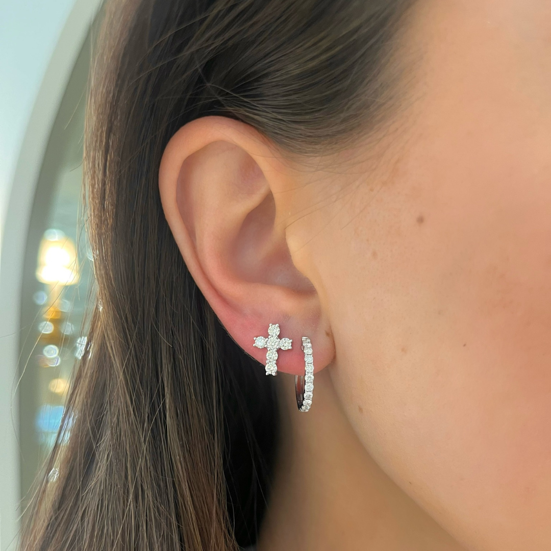 Adalia Diamond Cross Stud Earrings ctw – RWFJ - Main Image