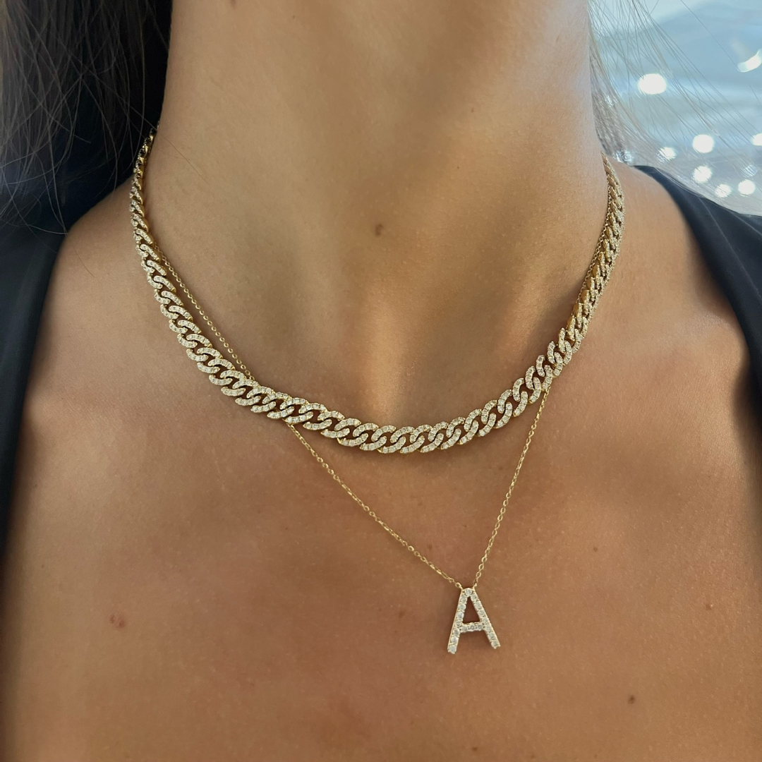 Alphabet Affixed Diamond Necklace