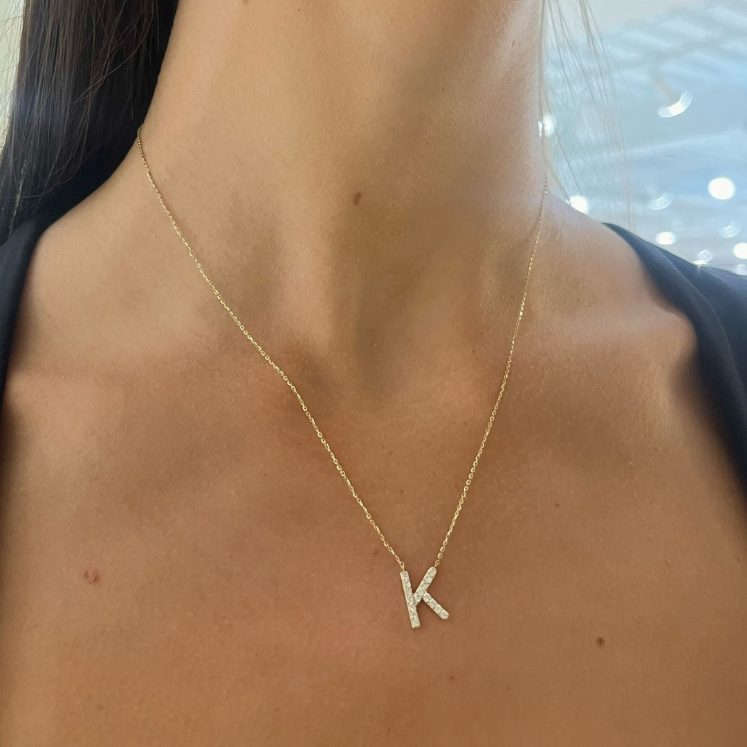 Alphabet Affixed Diamond Necklace