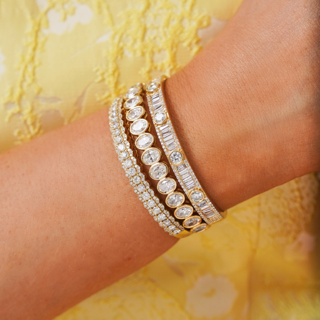 Oval Bezel Diamond Bangle Bracelet 5.35 ctw