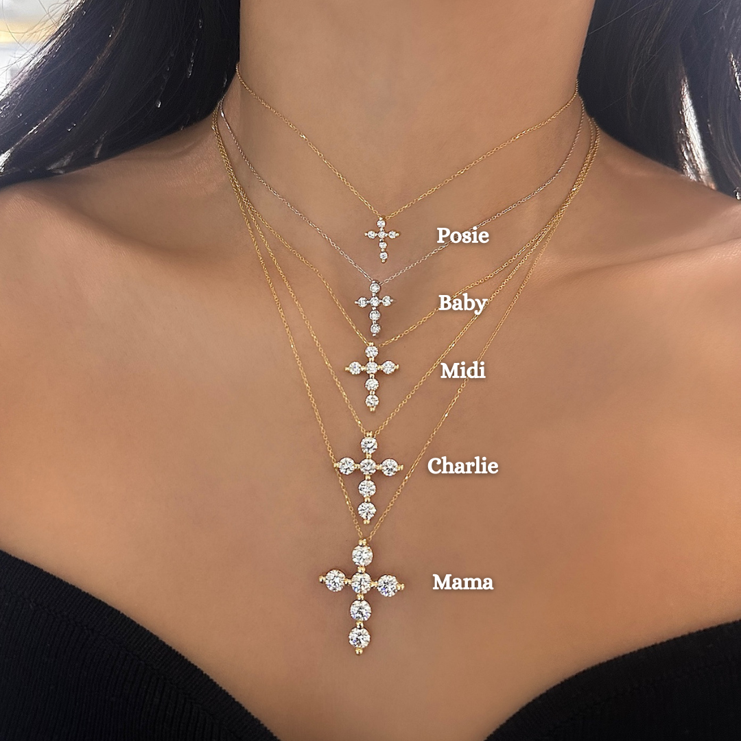 Posie Charlie Cloud® Floating Diamond Cross Necklace 0.21 ctw – RW