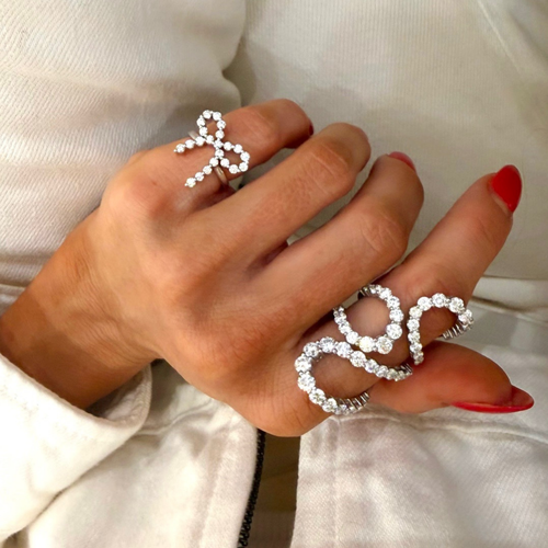 Charlie Cloud® Floating Diamond Hollis Bow Ring, Triple Swirl Diamond Ring
