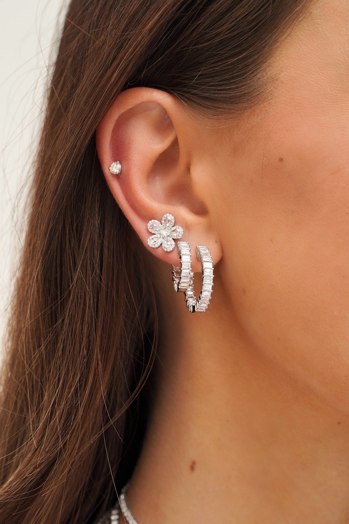 Mini Kyle Emerald Cut Hoop Earrings