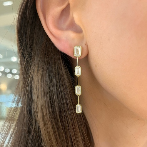 Clara Mae Emerald Cut Diamond Dangle Earrings 5.56 ctw