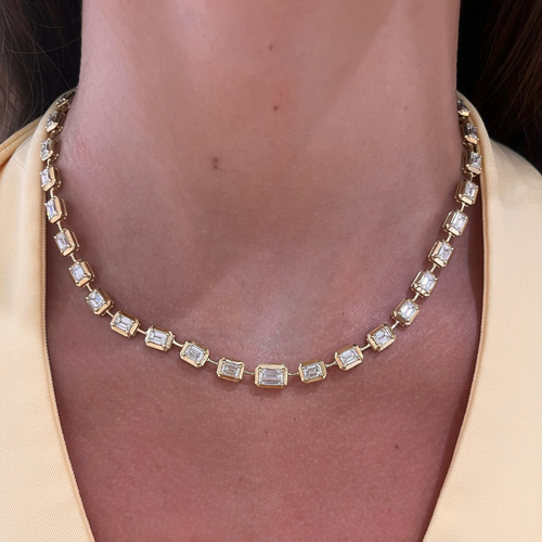 Clara Mae Graduated Emerald Cut Diamond Necklace 15.32 ctw