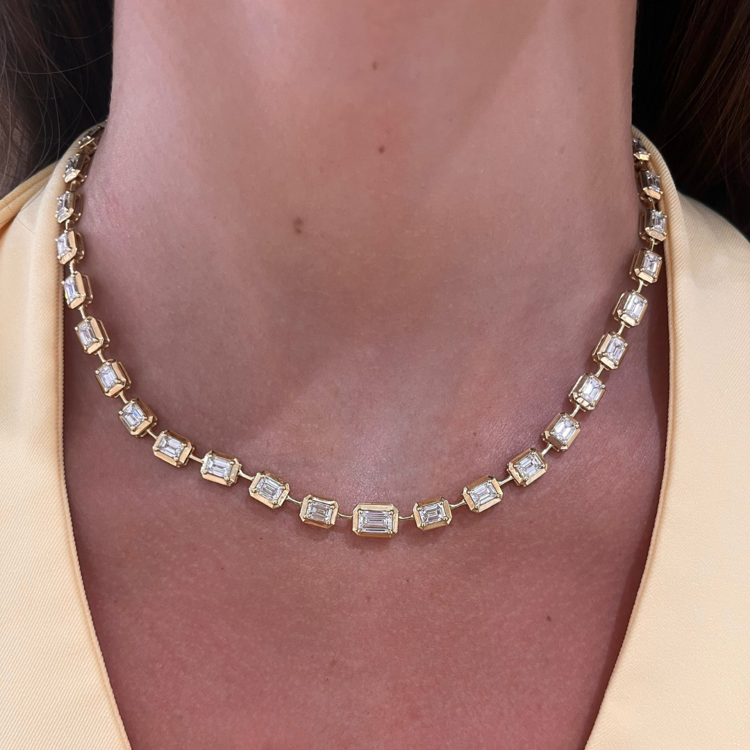 Clara Mae Graduated Emerald Cut Diamond Necklace 15.32 ctw