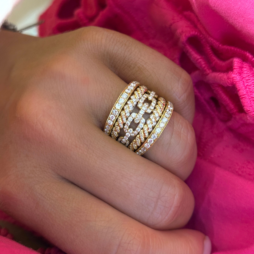 Cori Multi Strand Rope Diamond Ring – RWFJ