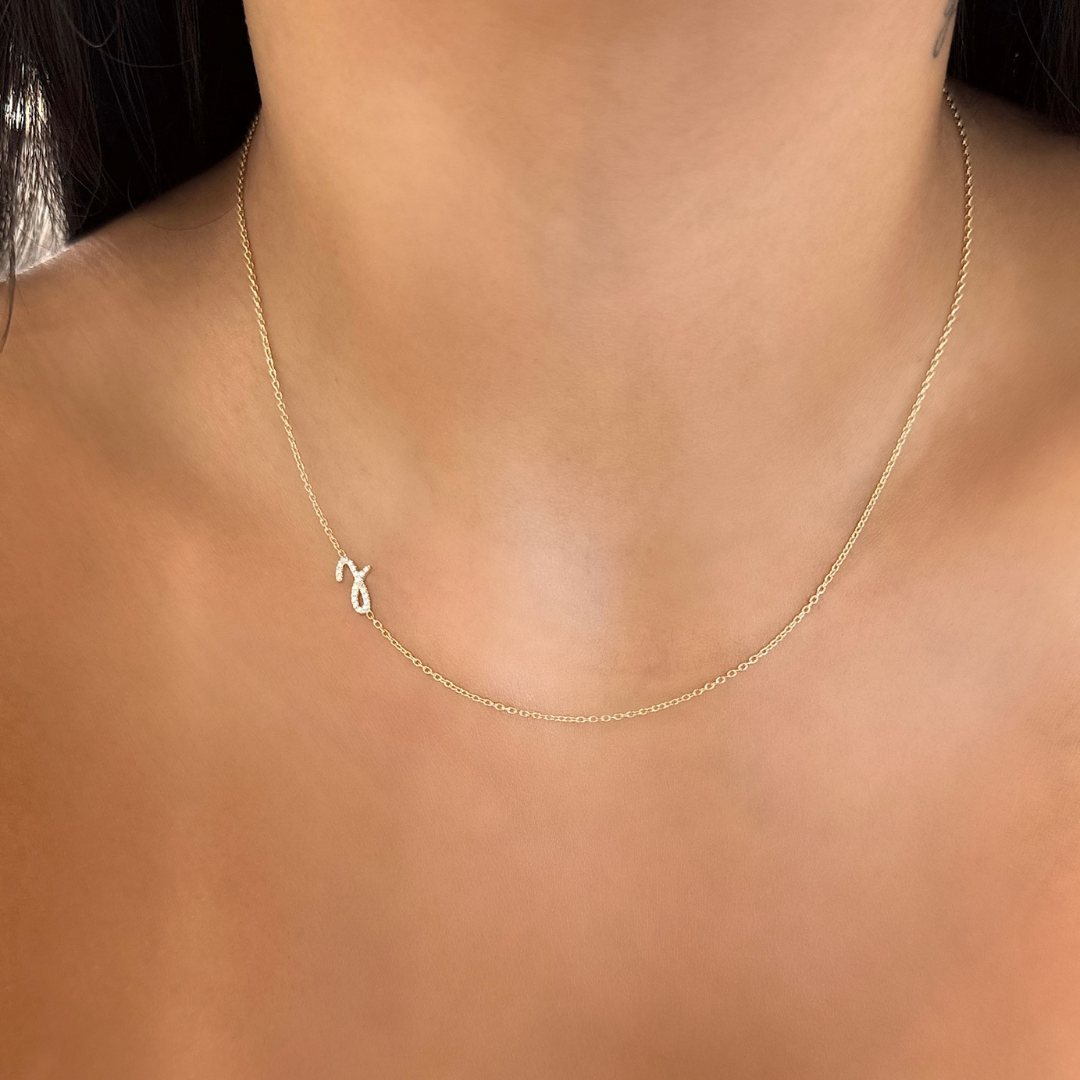 Custom Diamond Initial Necklace