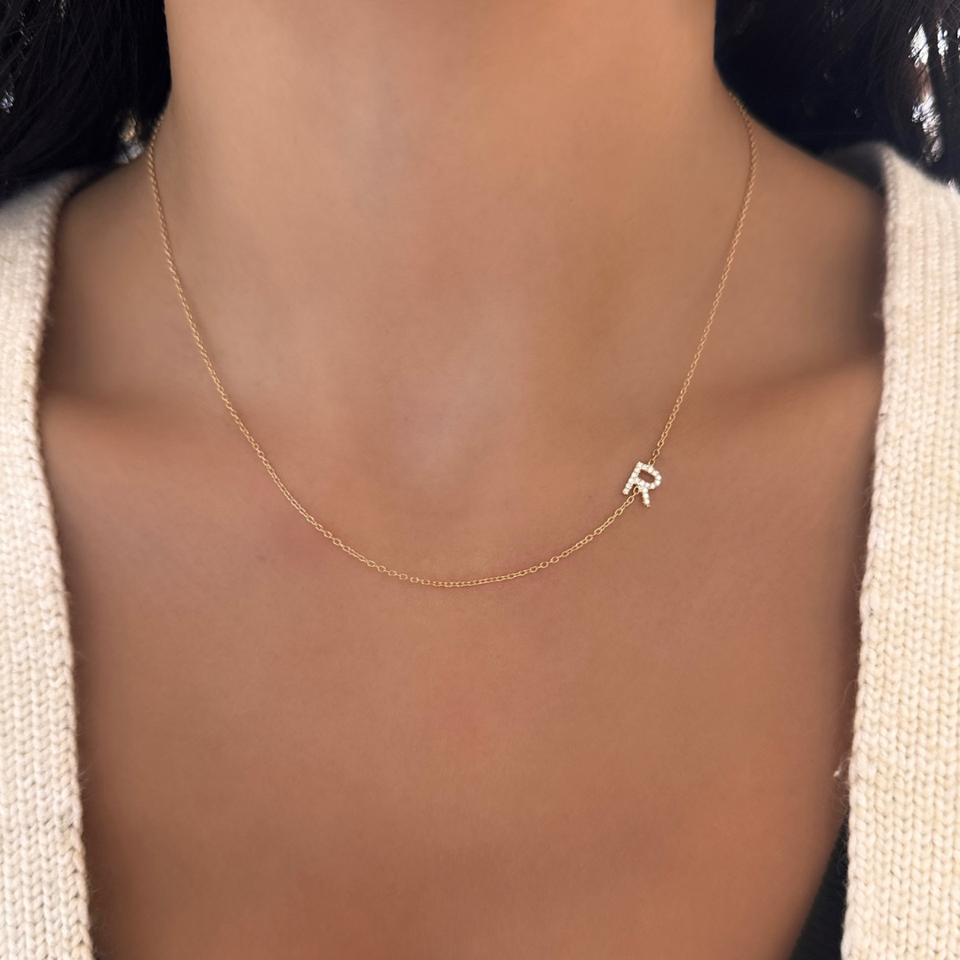 Buy Personalized Initial Necklace on Vertical Simple Bar - 16K Gold,  Silver, Rose Gold Plated – Petite Boutique