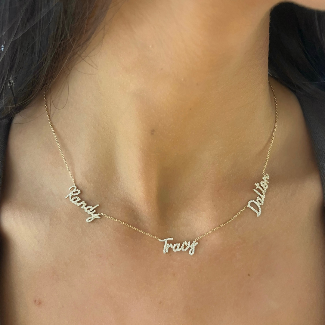 Custom Multiple Diamond Name Necklace