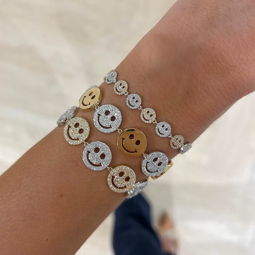 Little Drew Smiley Pave Diamond Bracelet 1.26 ctw