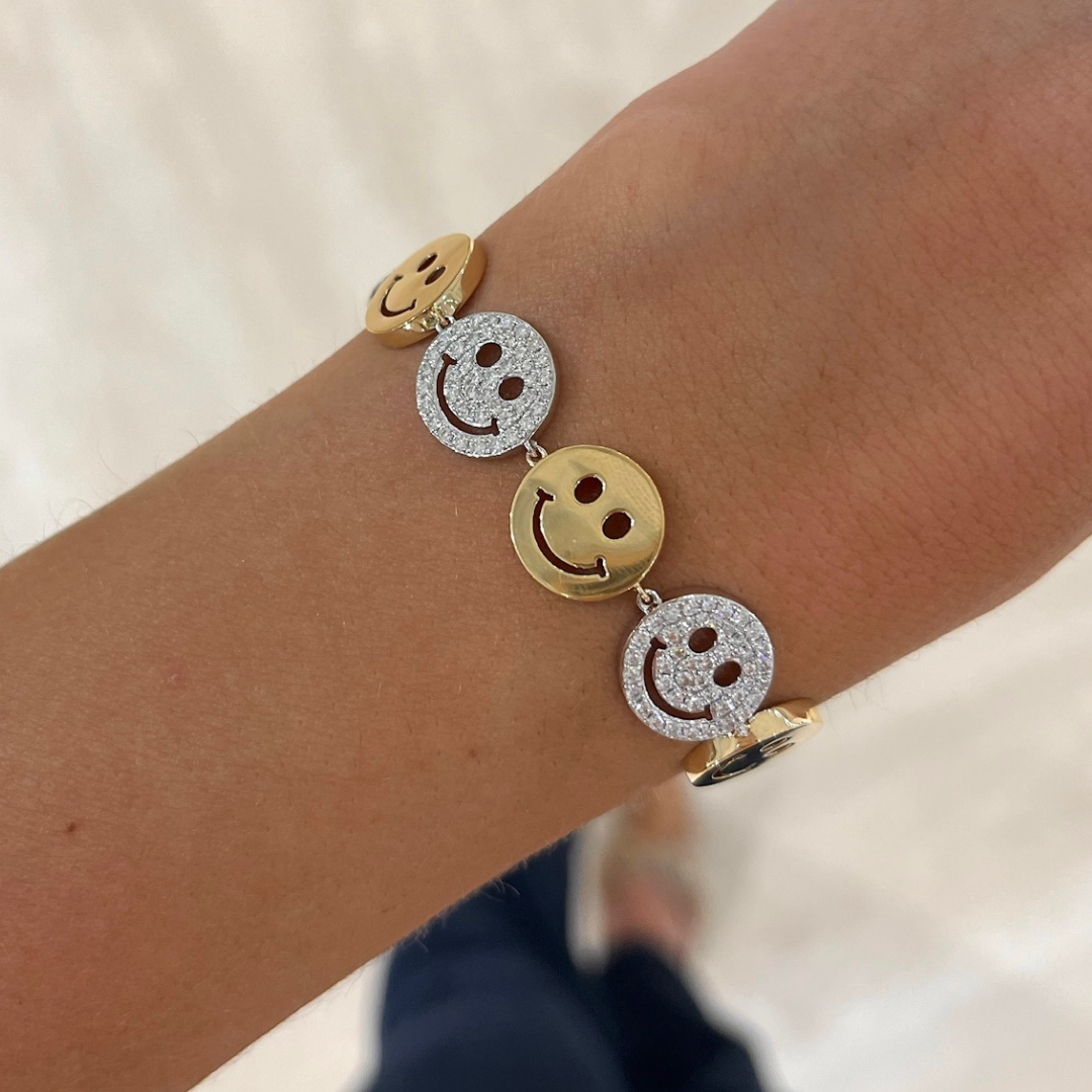 Drew Smiley Pave & Gold Bracelet 2.25 ctw