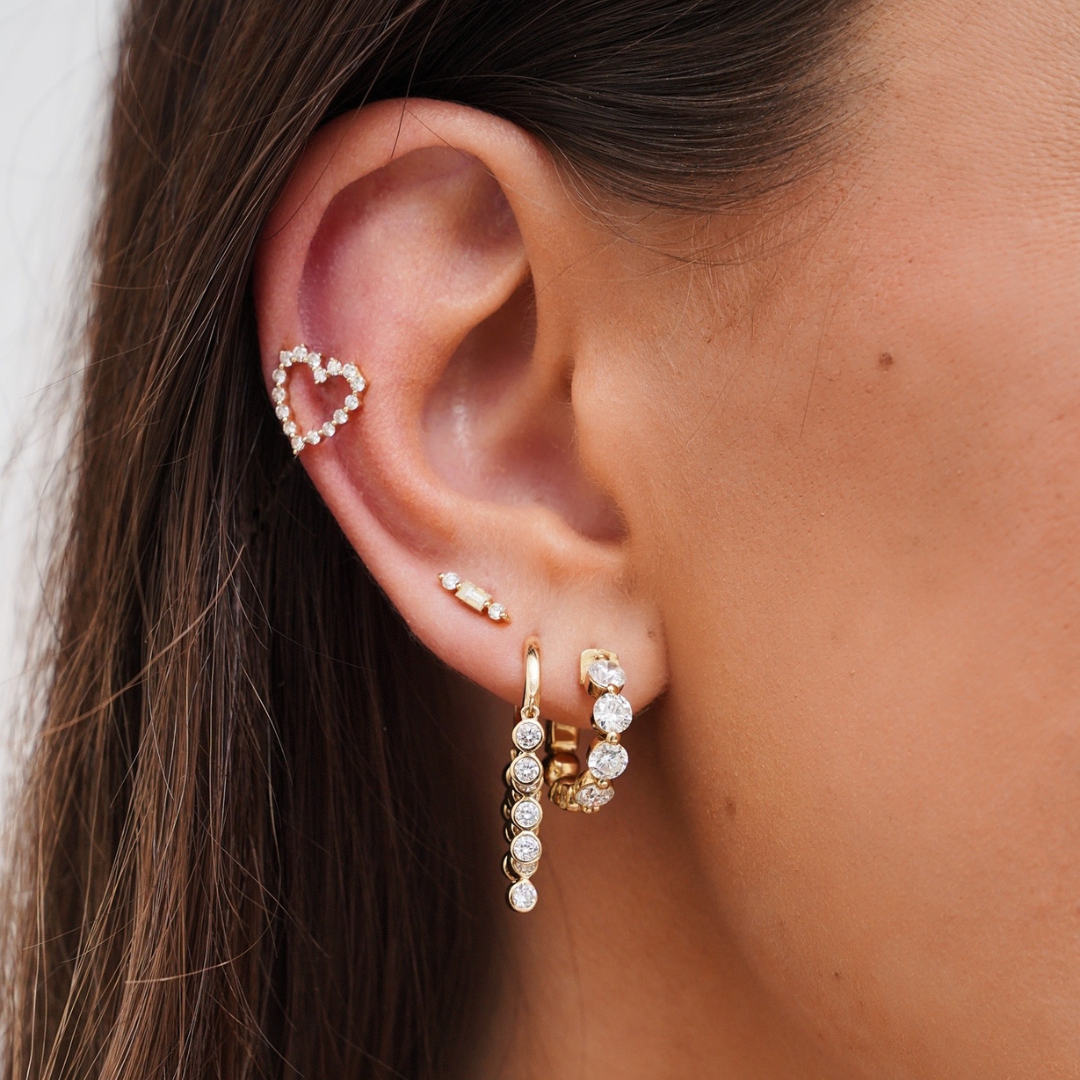 Brooklyn Baguette Bar Diamond Stud Earrings