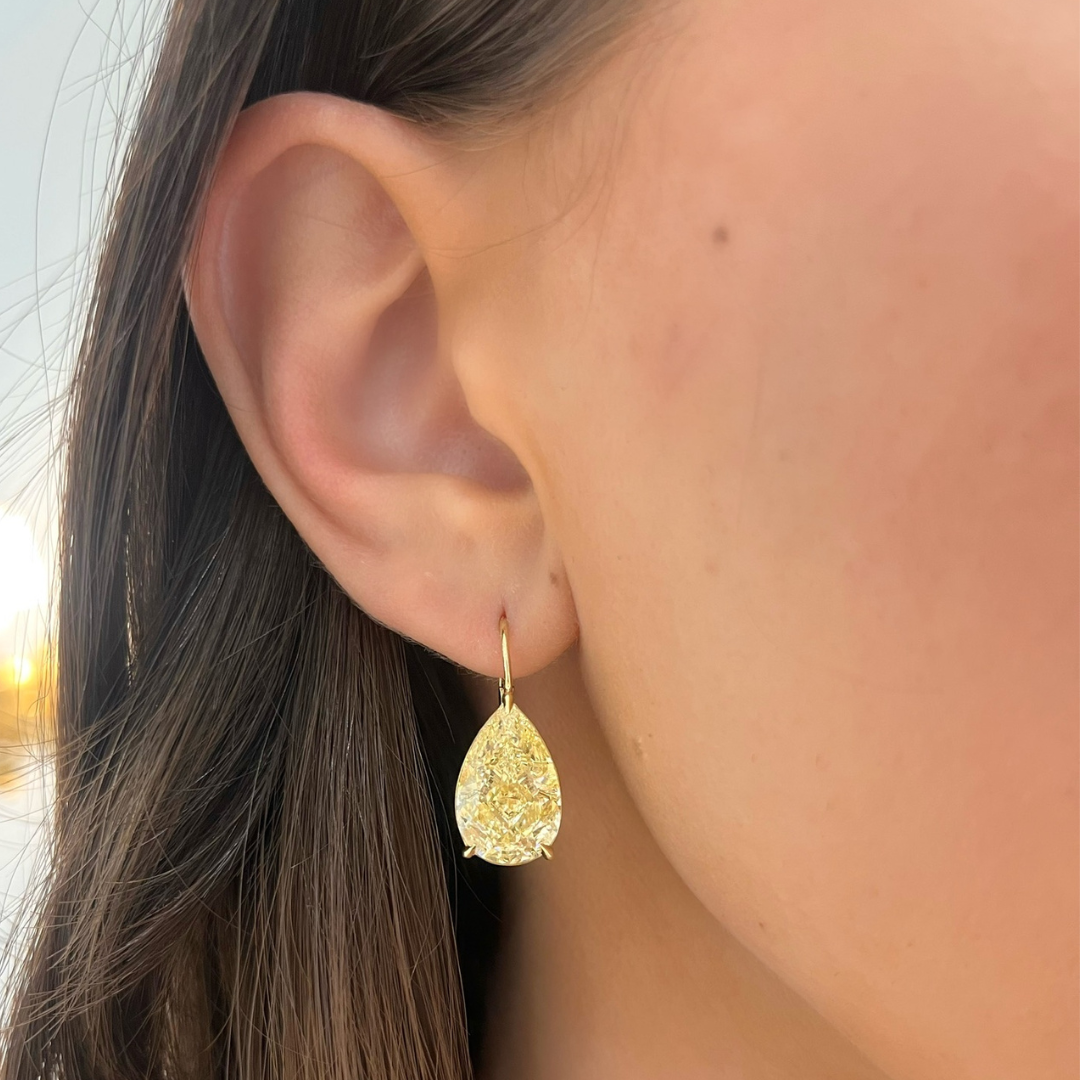 Eliza Fancy Yellow Pear Diamond Dangle Earrings ctw – RWFJ