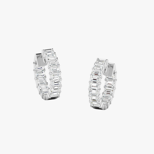 Emerald Cut Diamond Huggie Earrings 3 ctw