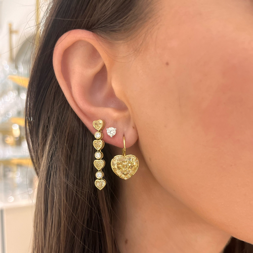 Maeve Fancy Yellow Heart Diamond Dangle Earrings 4.11 ctw
