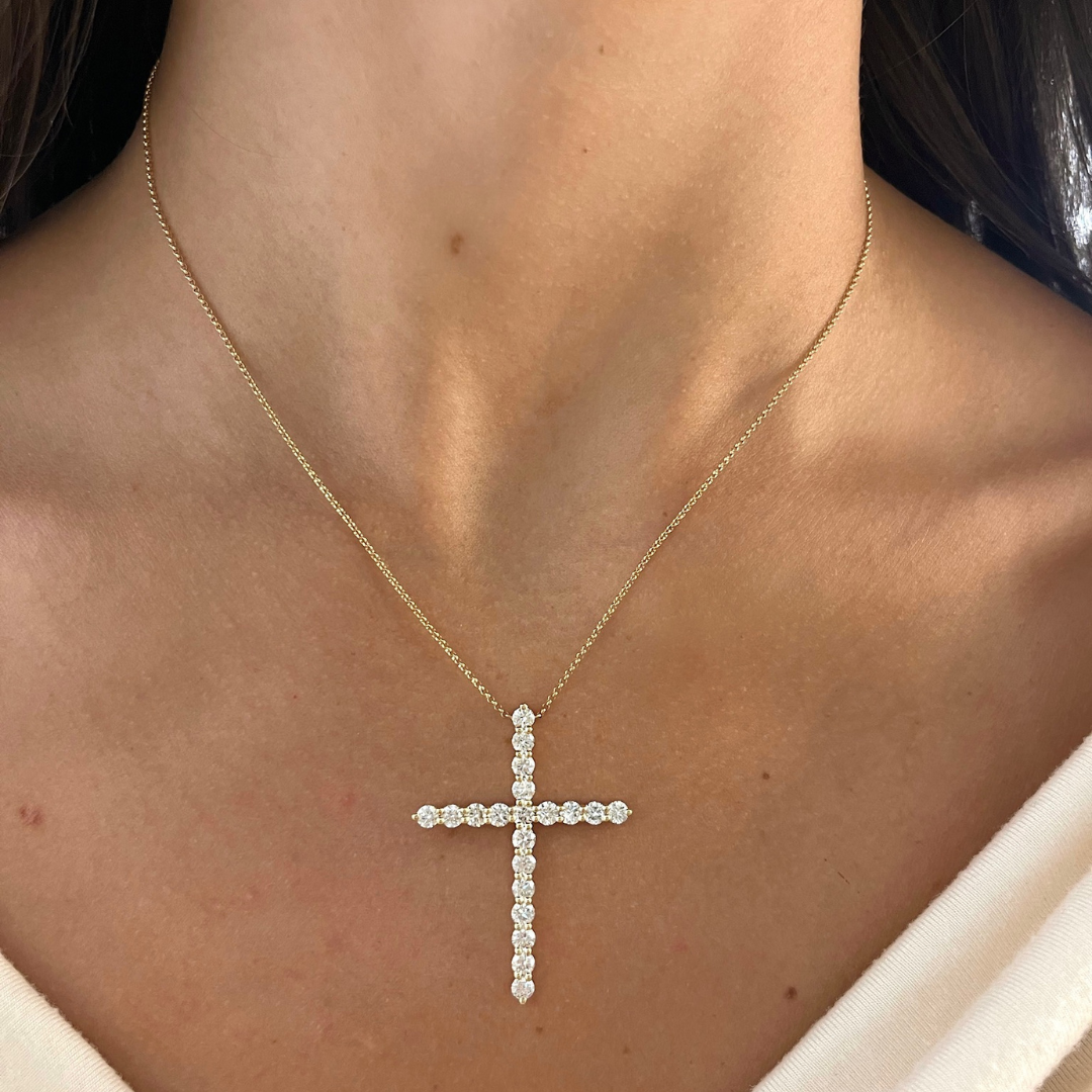 Gracie Scalloped Diamond Cross Necklace 3.20 ctw