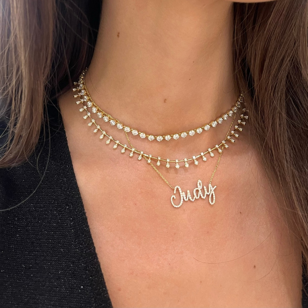 Custom Handwritten Diamond Name Necklace