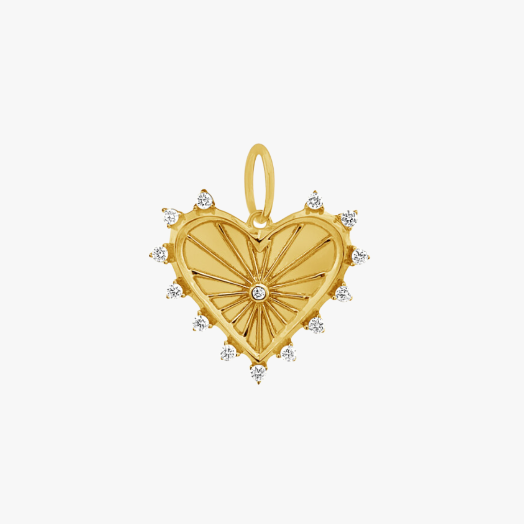 Heart Burst Diamond Medallion Charm