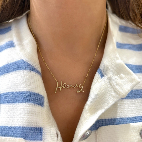 Custom Handwritten Gold Name Necklace