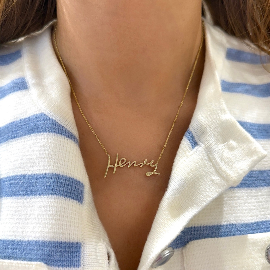 Custom Handwritten Gold Name Necklace