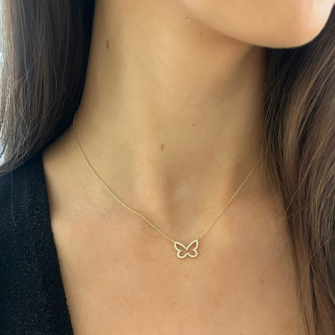 Joie Dainty Diamond Butterfly Necklace