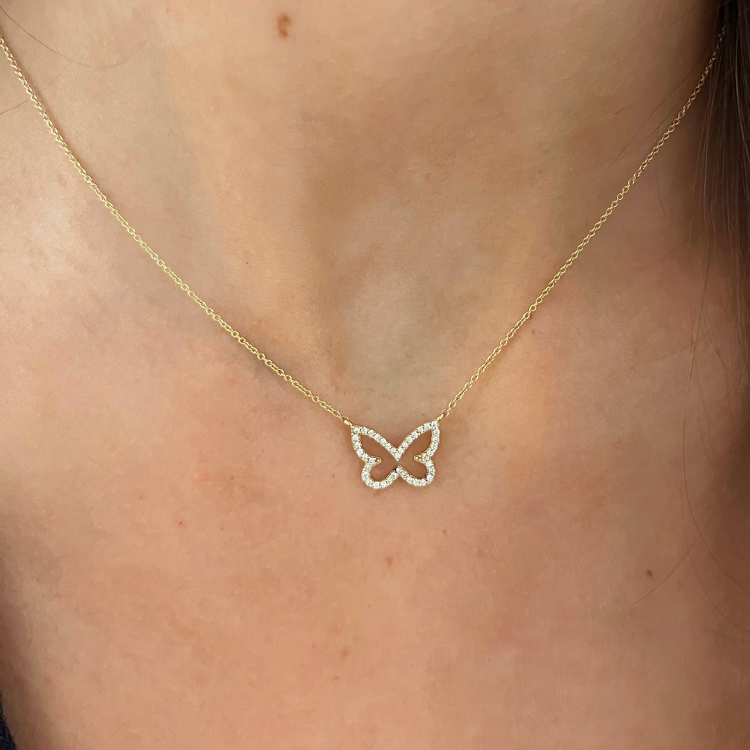 Joie Dainty Diamond Butterfly Necklace