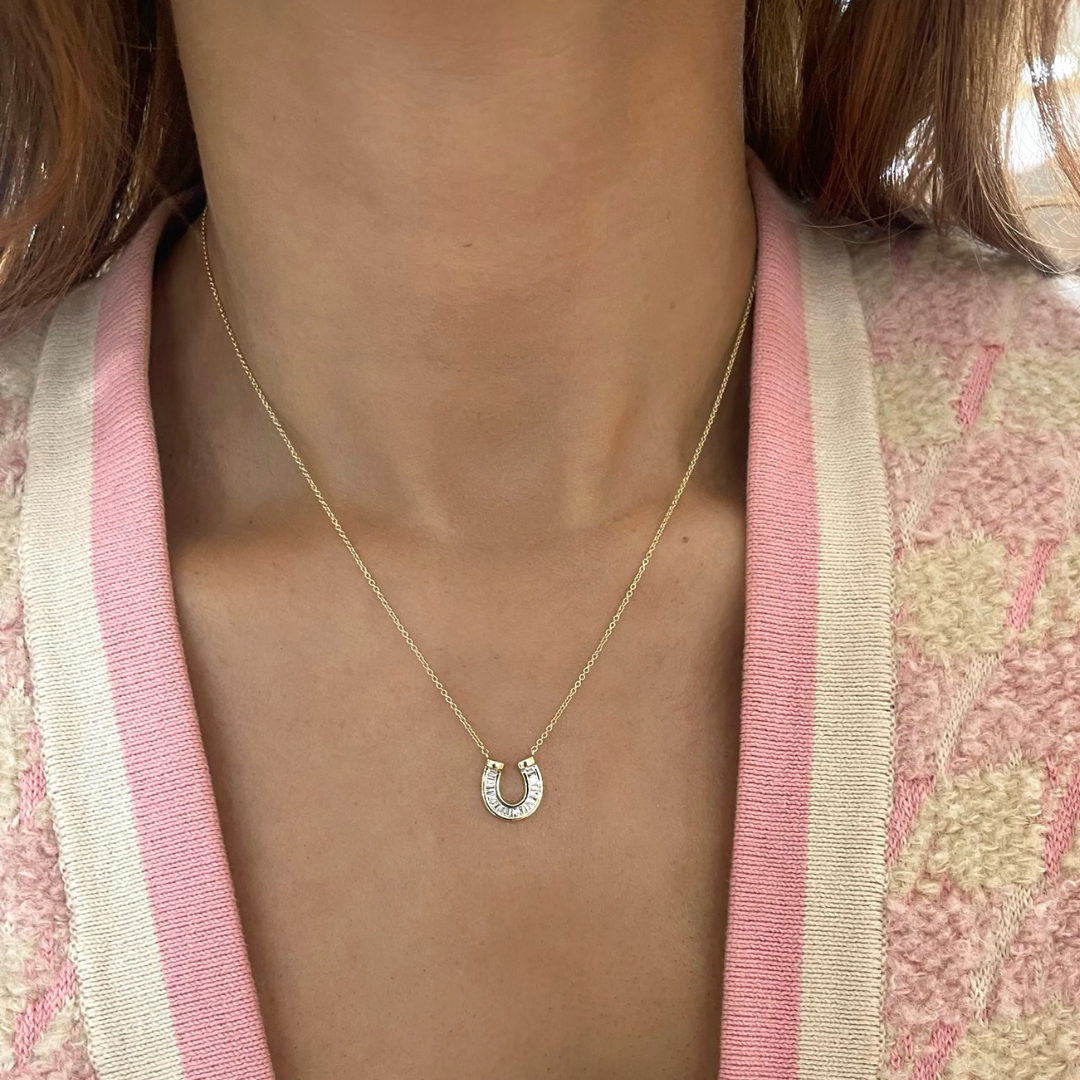 1/15 CT. T.W. Diamond Horseshoe Necklace in Sterling Silver with 18K Gold  Plate | Zales Outlet