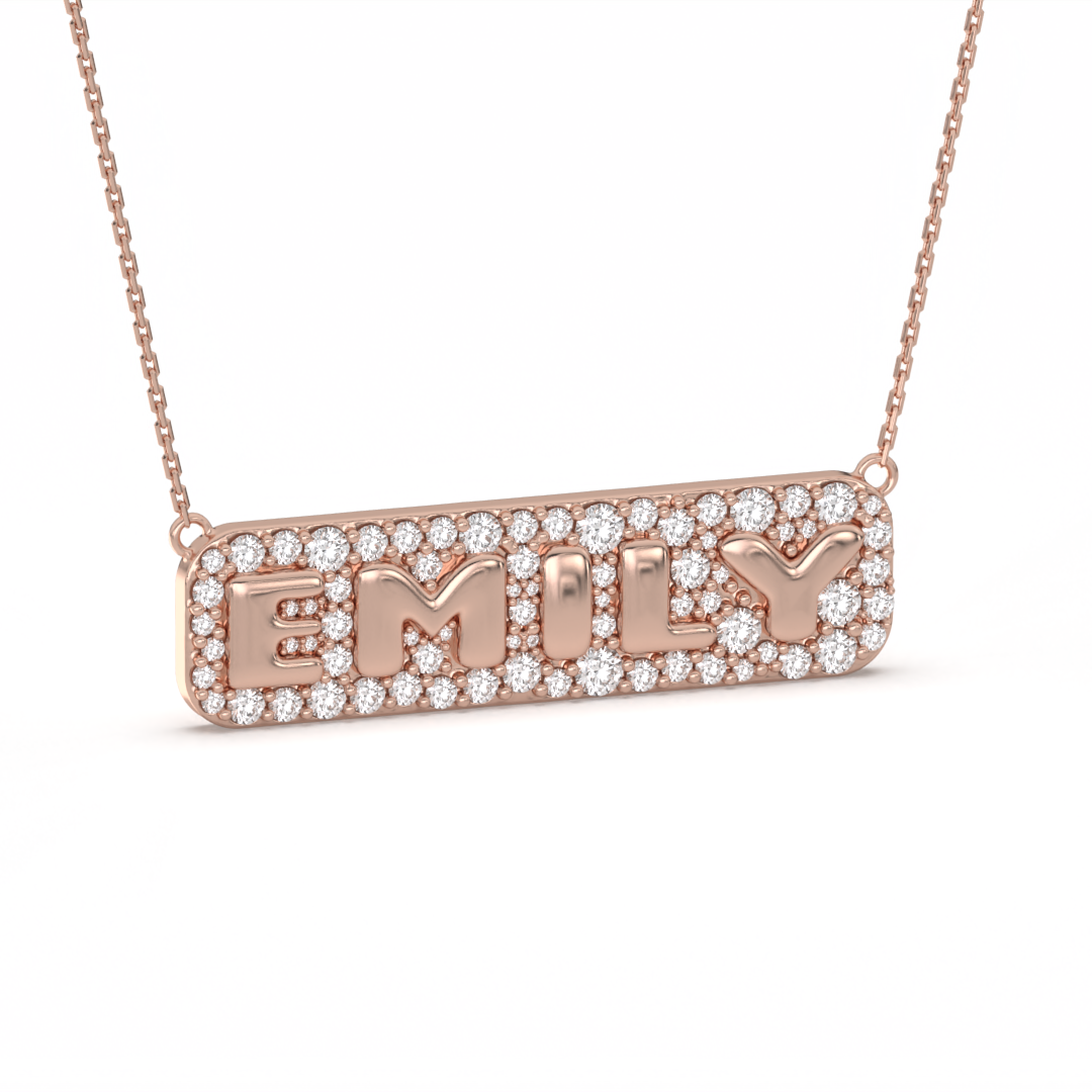 Diamond bubble 2025 name necklace