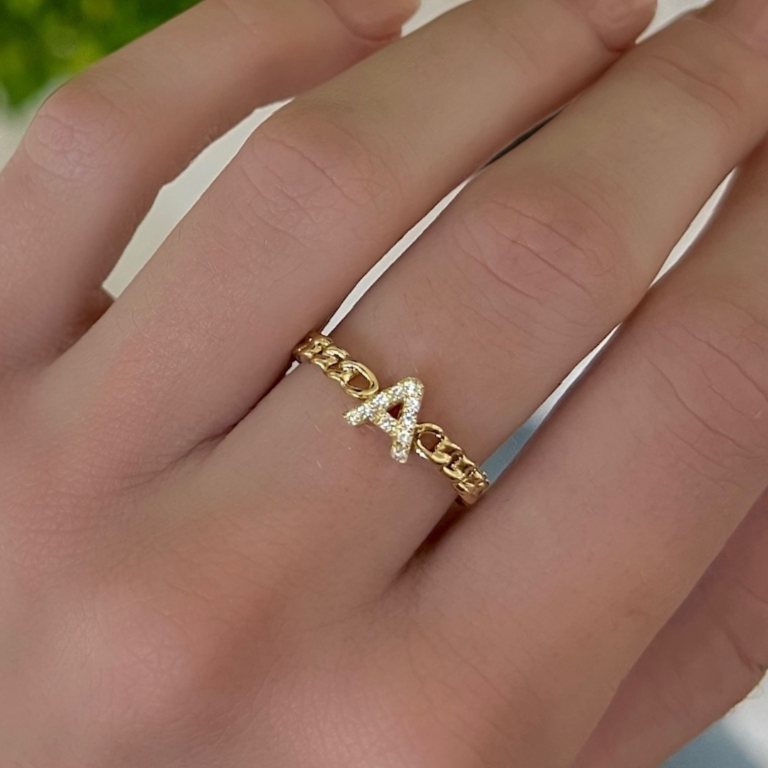 Stackable Iniitals Rings Chain Initial Stacking Ring – RWFJ
