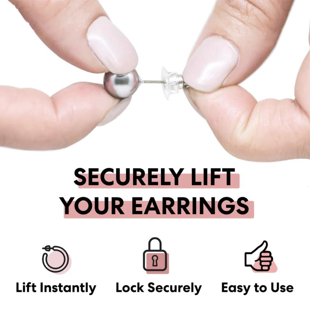 Chrysmela: Lock & Secure Earring Back with Lift - Platinum