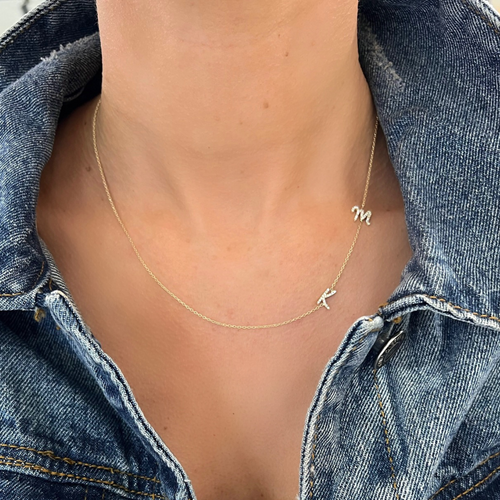 Custom Diamond Initial Necklace