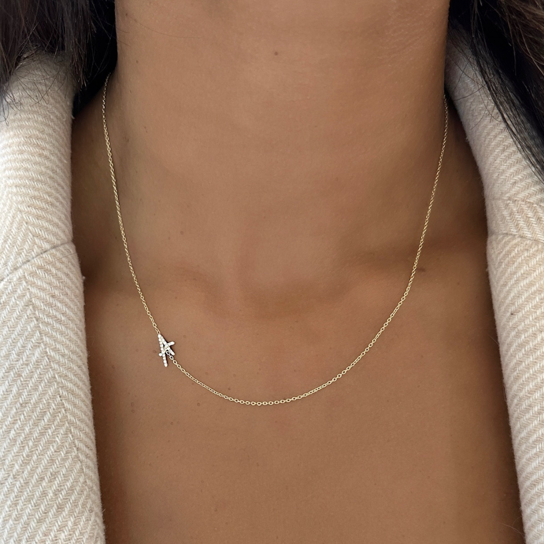 White gold 2025 initial necklace