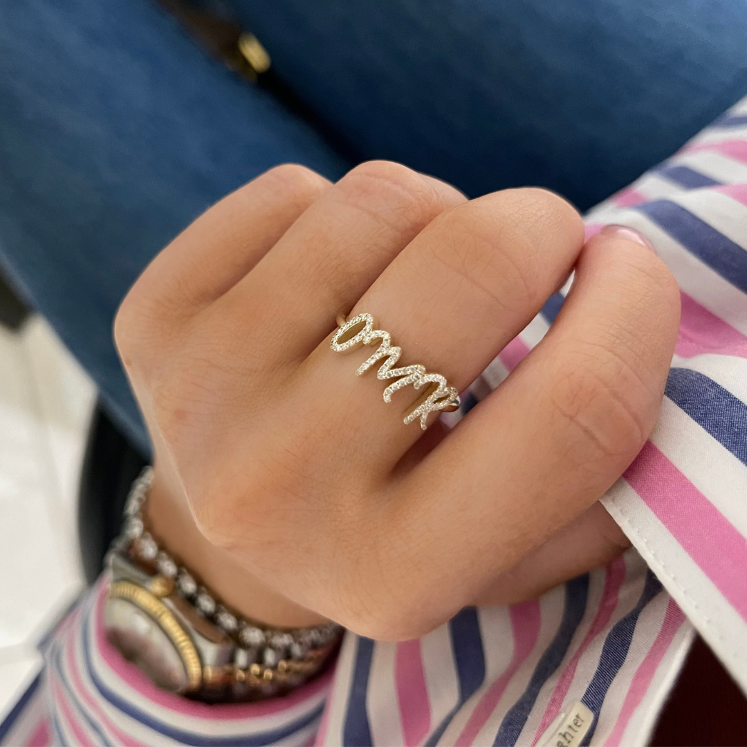 Custom Diamond Script Name Ring RWFJ
