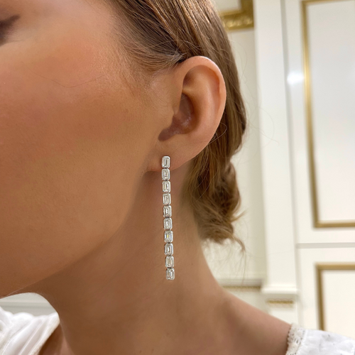 Essie Emerald Cut Bezel Earrings 4.85 ctw