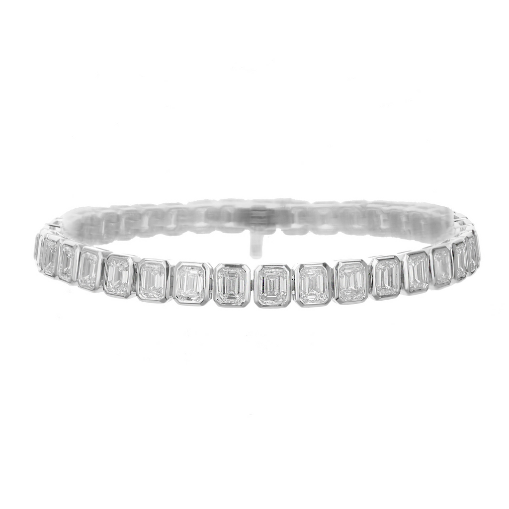 Mens Diamond Slim Link Bracelet 14K White Gold 0.32 ct 8.5