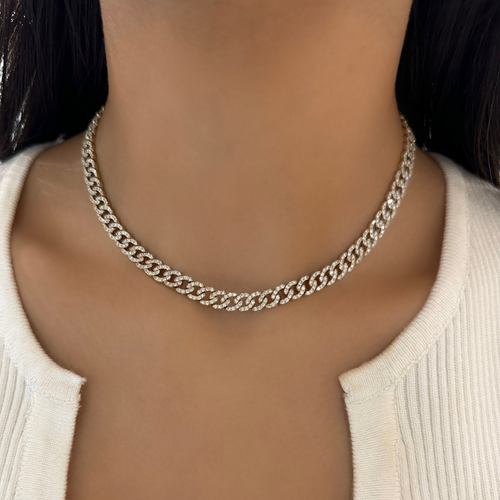 Gia Curb Link Pave Diamond Necklace
