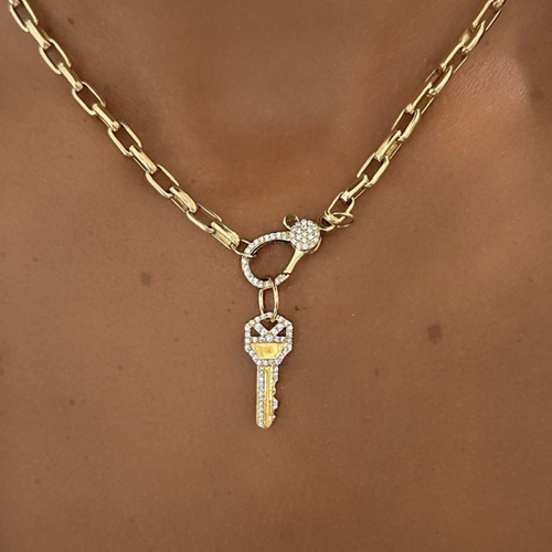 "Key to my Heart" Diamond Key Charm